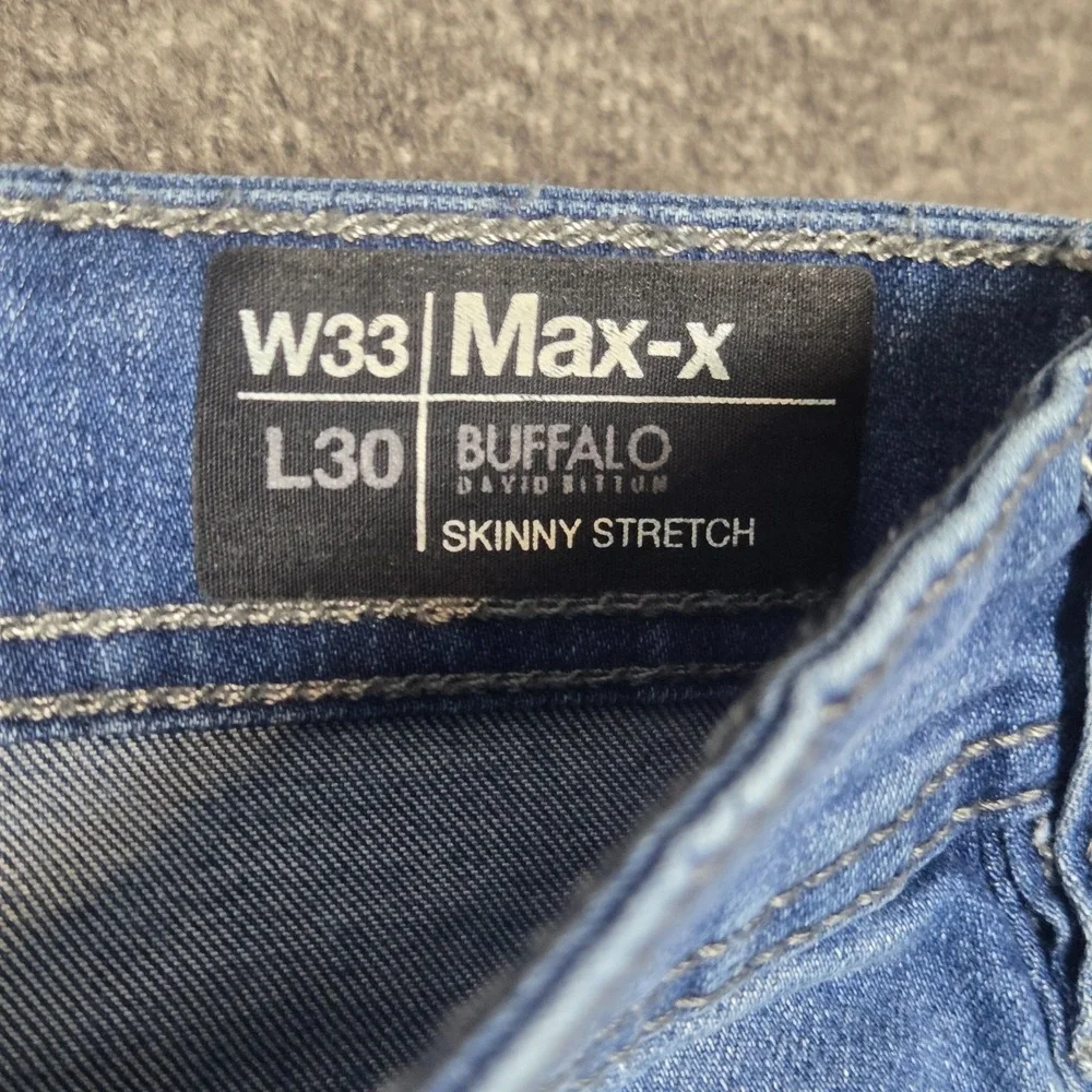 Buffalo David Bitton Max-X Jeans Mens 33x30 (W32) Skinny StretchLight Wash Denim